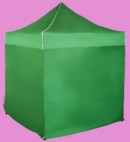 Gyorsan összecsukható sátor 2x2m – acél, Zöld, 4 oldalfal