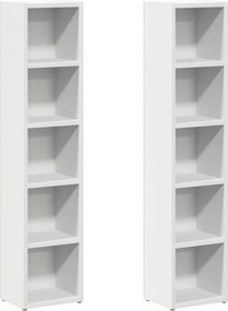 vidaXL 2 db fehér forgácslap CD-tartó szekrény 21 x 16 x 93,5 cm