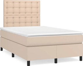 vidaXL cappuccino színű műbőr rugós ágy matraccal 120 x 200 cm