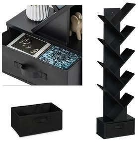 10 szintes könyvespolc, fekete