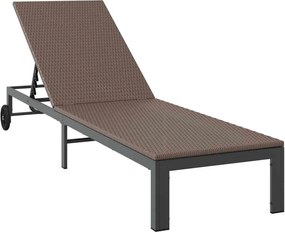vidaXL Napozóágy 1-személy Barna 206 x 62.5 x 74 cm polirattan