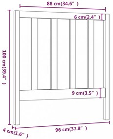 fehér tömör fenyőfa ágyfejtámla 96 x 4 x 100 cm