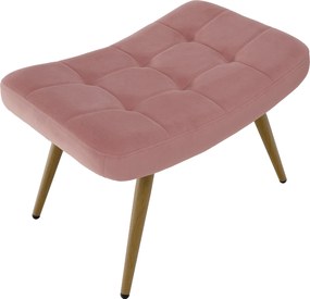 Fotel lábtartóval, rózsaszín Velvet szövet/tölgy, HABEN
