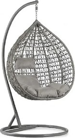 Szürke függő szék KOKON állvánnyal, világos párna