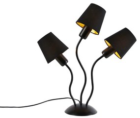 Design asztali lámpa fekete 3-lámpás bilincsernyőkkel - Wimme