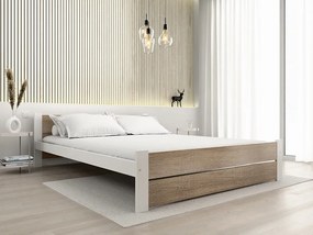 Ágy IKAROS DOUBLE 160 x 200 cm, fehér/dub sonoma Matrac: Deluxe 10 cm matraccal, Ágyrács: Deszkás ágyráccsal