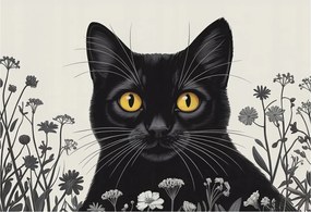 Dekoratív Fotótapéta Hálószoba Virágok macska 152x104 Ragasztó