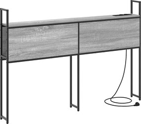 vidaXL Tárolós Fejtámla Töltő Állomással Szürke sonoma Faanyag