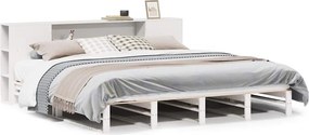 vidaXL fehér tömör fa könyvespolcos ágy matrac nélkül 200 x 200 cm