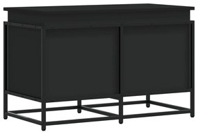 fekete szerelt fa tárolóláda fedéllel 80 x 40 x 51,5 cm