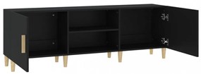 fekete szerelt fa TV-szekrény 150 x 30 x 50 cm