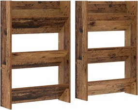 vidaXL Cipőszekrény polcokkal 2 pcs Öreg fa 60 x 18 x 90 cm Faanyag