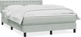 vidaXL világosszürke bársony rugós ágy matraccal 160x210 cm