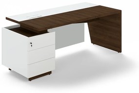 Trevix asztal 200,5 x 90 cm + bal konténer, charleston tölgy / fehér