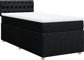 vidaXL fekete szövet rugós ágy matraccal 90x200 cm