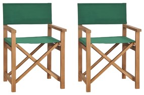 vidaXL 2 db zöld tömör tíkfa összecsukható rendezői szék