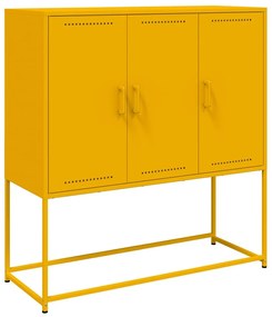mustársárga acél magasszekrény 100,5 x 39 x 107 cm