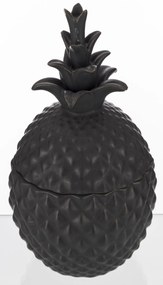 Dekoratív Dekorfigura Ananász fedővel Kerámia Lakkfekete 23x12x12cm