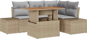 vidaXL Kerti Kanapé Szett tárolóval 5 pcs Bézs Poli rattan