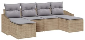 vidaXL Kanapé Szett párnával 6 pcs Bézs polirattan