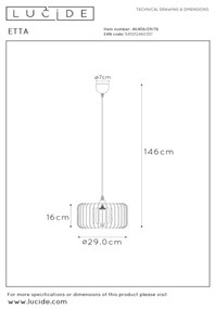 Lucide 46406/29/76 - Csillár zsinóron ETTA 1xE27/40W/230V á. 29 cm fa