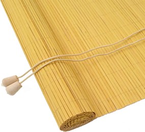 vidaXL Roletta függönyökkel Sárga 100 x 220 cm bambusz