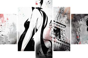 Kép - A hölgy és az Eiffel-torony (150x105 cm)