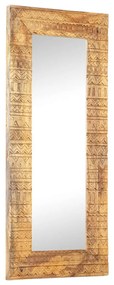 kézzel faragott tömör mangófa tükör 110 x 50 x 2,5 cm
