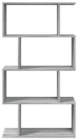 4 szintes szürke sonoma fa elválasztó könyvespolc 70x24x129 cm