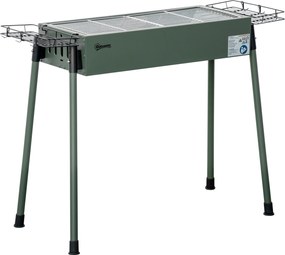 Outsunny Rozsdamentes Acél Szén Grillsütő BBQ Füstölő Grillrácsos Szén Grillsütő, Állvány Grill, Barbecue Kempinghez, Teraszra, Kertbe 94 x 39 x 70 cm