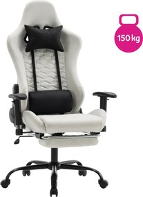 Irodai/gamer szék, fehér/fekete, teherbírás 150 kg, PAPIBAS