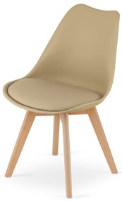 Étkező szett 1 + 4, fehér TESSA asztal 120x60 cm tölgy dekor + bézs BALI MARK szék bükk lábakkal