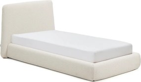 Bézs kárpitozott egyszemélyes ágy ágyrács nélkül 90x200 cm Martina – Kave Home