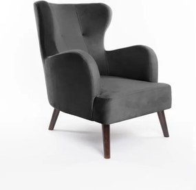 Sötétszürke bársony füles fotel Noemye – Bonami Selection
