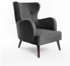 Sötétszürke bársony füles fotel Noemye – Bonami Selection