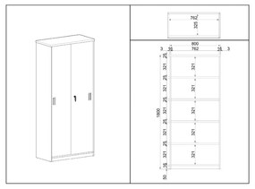 SimpleOffice magas szekrény 80 x 40 x 180 cm, cseresznye