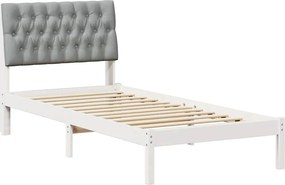 vidaXL Ágykeret Kárpitozott Fejtámlával fejtámlával Fehér 90 x 200 cm