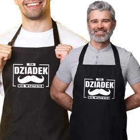 Kötény nagypapának fekete "Nagypapa mindent tud", ajándék nagypapa napjára