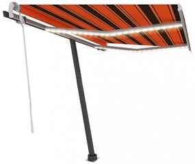 narancs és barna kézzel kihúzható LED-es napellenző 300x250 cm
