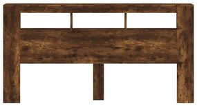 füstös tölgy színű szerelt fa LED-es fejtámla 200x18,5x103,5 cm
