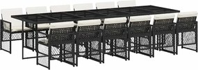 vidaXL 13 részes fekete polyrattan kerti ülőgarnitúra párnákkal