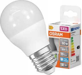 Led izzó P45 Golyó E27 6.5W 60W 806lm 6500K Hideg 150° Star Osram