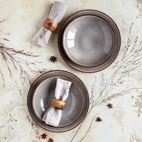 Mäser 8 darabos sekély és mély tányérkészlet SMOKY'S – barna