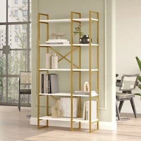 Fehér-aranyszínű polcos állvány 87,5x175 cm Monica – Kalune Design