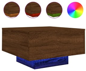 barna tölgyszínű dohányzóasztal LED-lámpákkal 55 x 55 x 31 cm