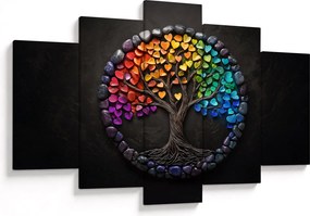 Kép – Fa színes szívekkel (150x105 cm)