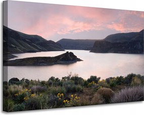 Vászonkép Természet Hegyek Víz Ég Virágok Növények 90x60