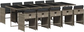 vidaXL 11 részes szürke polyrattan kerti ülőgarnitúra párnákkal