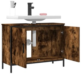 füstölt tölgy szerelt fa fürdőszobai mosdószekrény 80x30x60 cm