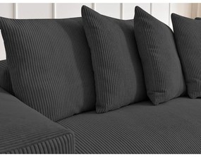 Sötétszürke kordbársony kinyitható-tárolóhelyes sarokkanapé Voltaire – Bobochic Paris